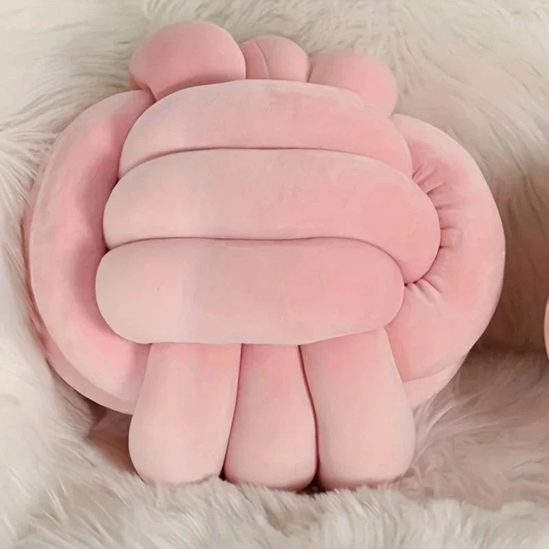 1pc-Handwoven knotted ball pillow, soft home decoration, plush pillow, round throw pillow, bed knotted pillow