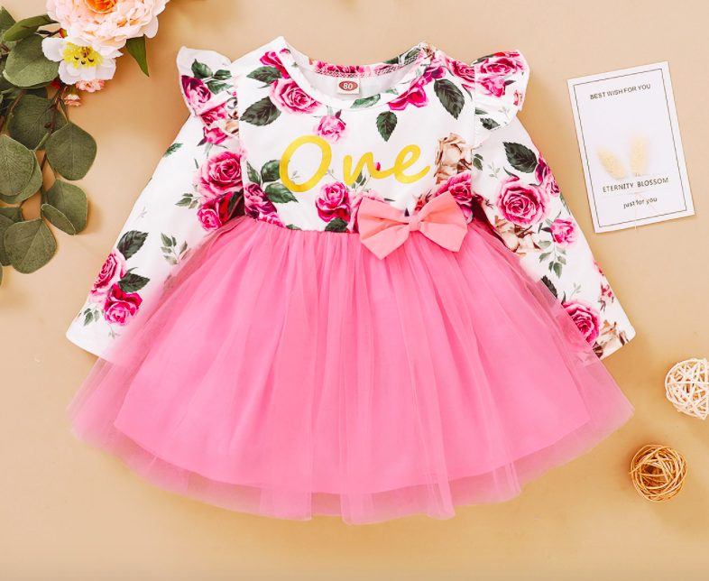 Toddler Baby Girls Dress Floral Ruffle Sleeve Girl Clothes