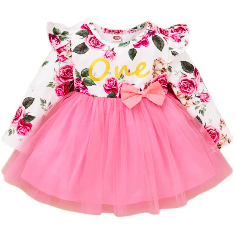 Toddler Baby Girls Dress Floral Ruffle Sleeve Girl Clothes