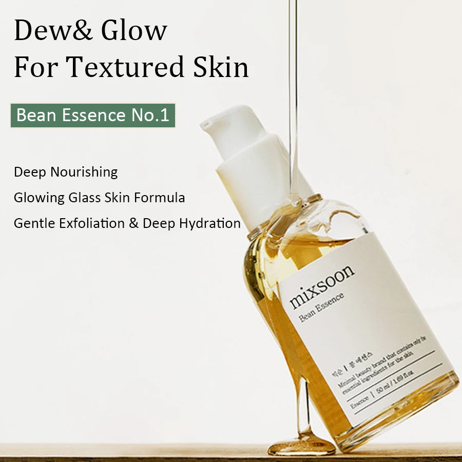 Mixsoon Bean Essence Korean Skin Care Serum - Exfoliating Hydrating Glass Skin Hyaluronic Acid for Moisturized Smooth Complexion