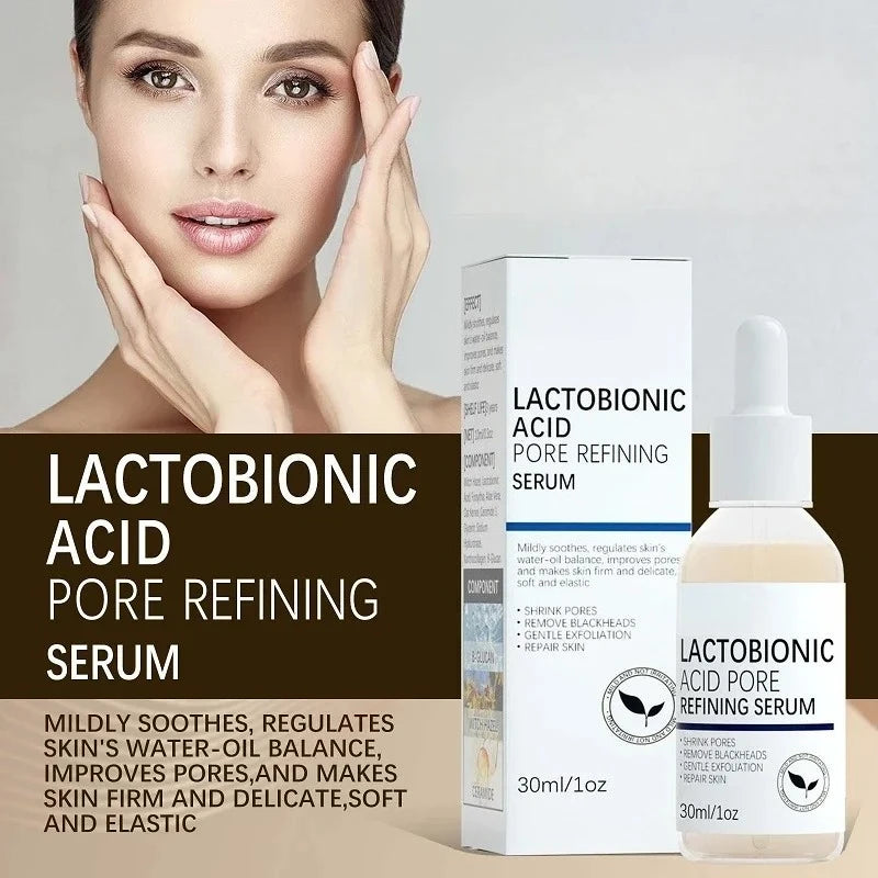 Lactobionic Acid Shrink Pores Facial Serum Fade Fine Lines Firming Nourish Essence Face Serum Moisturizing Brightning Skin Care