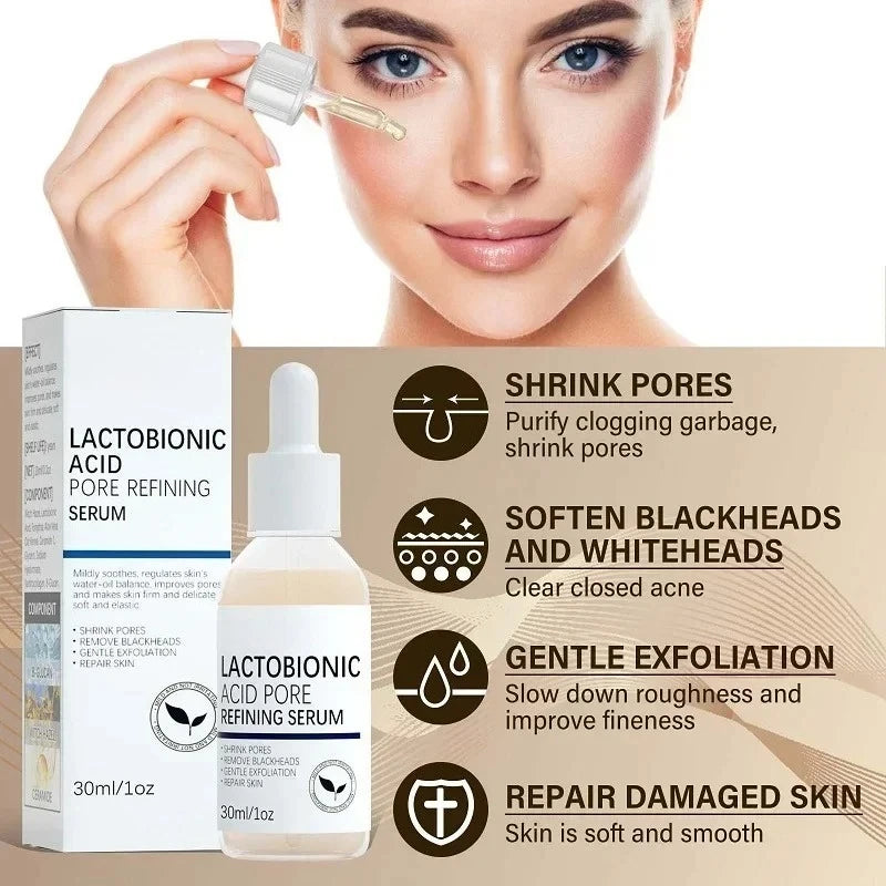 Lactobionic Acid Shrink Pores Facial Serum Fade Fine Lines Firming Nourish Essence Face Serum Moisturizing Brightning Skin Care