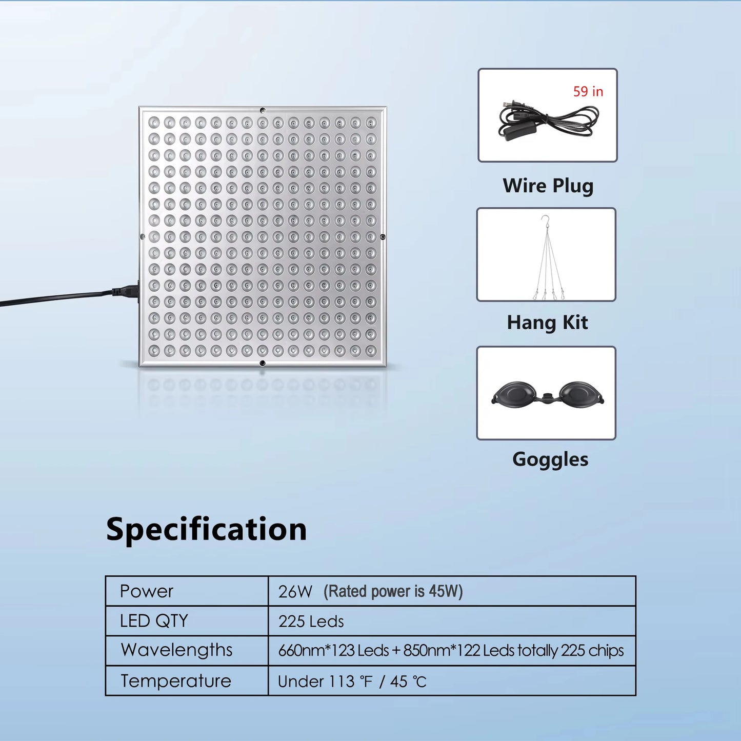 LED Red Light Therapy Panel Lamp for Facial Body Pain