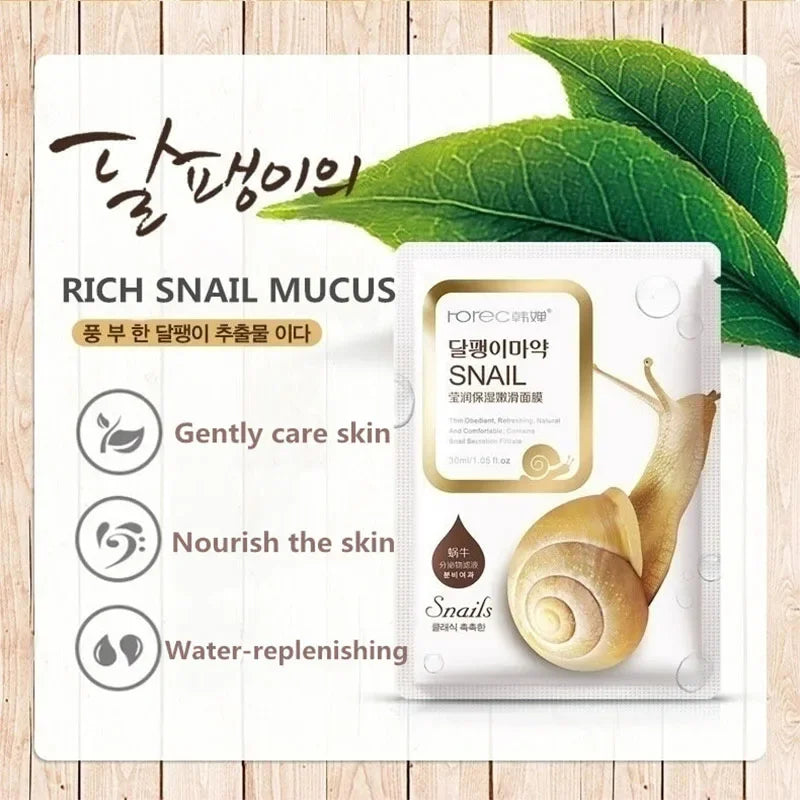 Snail Moisturizing Face  Mask Skin Care Korean Cosmetics
