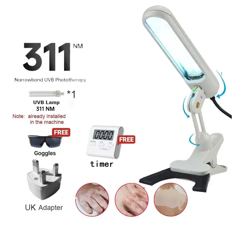 Treatment of vitiligo psoriasis with 311 NM narrow-band ultraviolet light by UVB phototherapy instrument